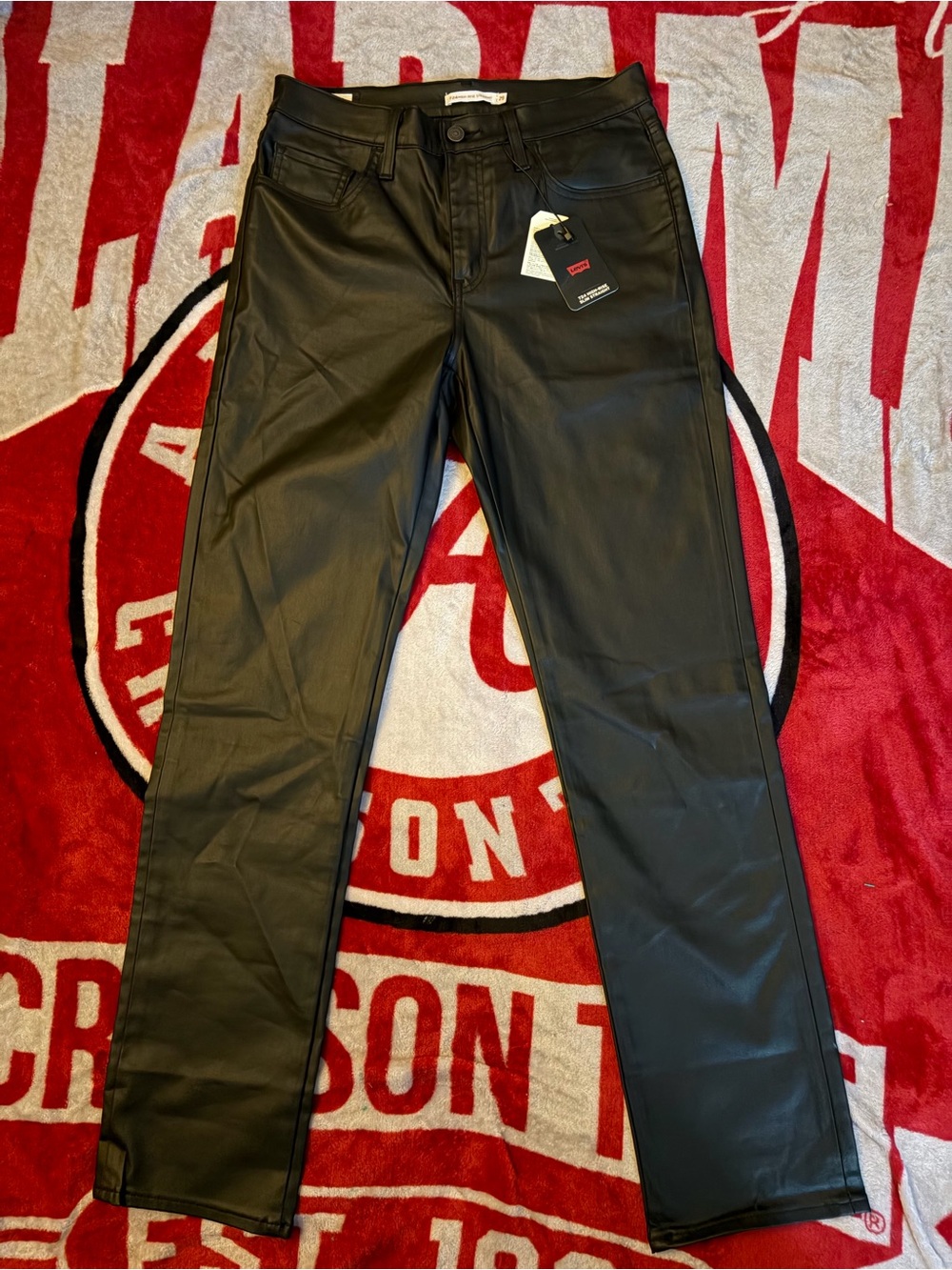 Levi premium  Black Faux Leather Straight-Leg Pants